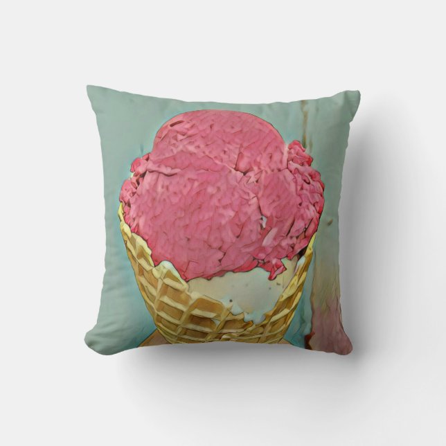 Coussin Cadeau d'anniversaire de crème glacée (Recto)