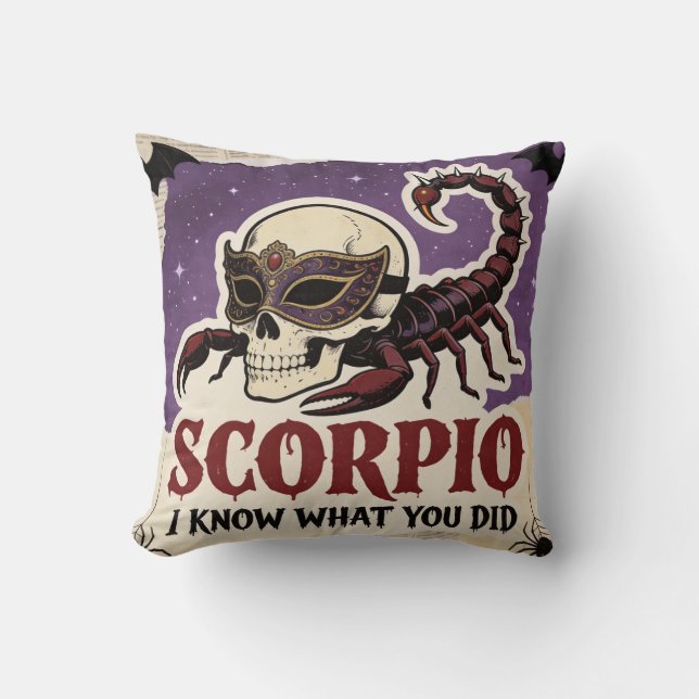 Coussin Cadeau d'anniversaire squelette Scorpion Zodiaque  (Recto)
