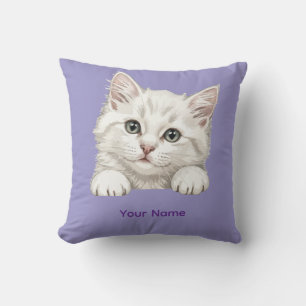 Coussin Cadeau d'art de chaton personnalisé avec nom perso