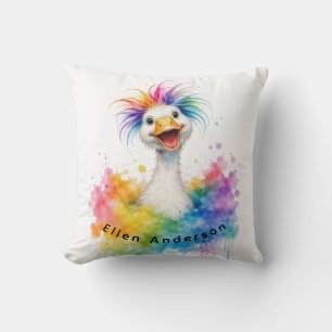 Coussin Cadeau de Baby Shower Arc-en-Ciel "Une Oie Idiote"