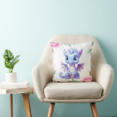 Coussin Cadeau de Baby shower de pivoine de dragon violet  (Chaise)
