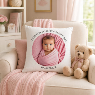 Coussin Cadeau de baptême pour fille avec photo spéciale