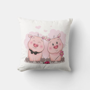 Coussin Cadeau de cochon rose mignon pays agriculteur ferm
