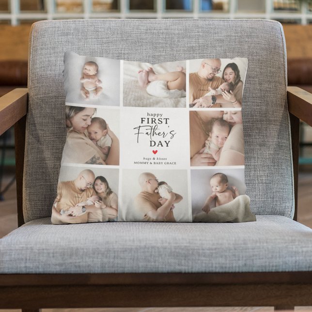 Coussin Cadeau de collage de photos pour la première fête  (Créateur téléchargé)