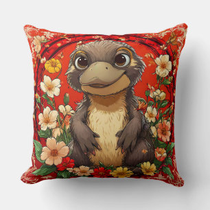 Coussin 🦆🌸 Cadeau de Décoration Florale et Mignonne d'Or