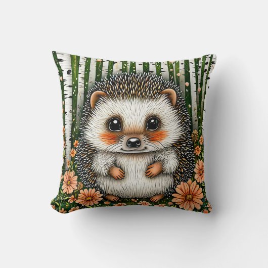 Coussin 🦔🌲 Cadeau de décoration mignonne de hérisson de (Recto)
