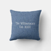 Coussin Cadeau de dénim bleu avec nom monogrammé pour coup (Verso)