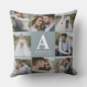Coussin Cadeau de famille mariage monogramme photo multipl (Verso)