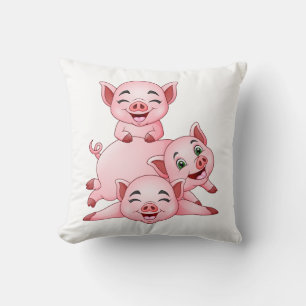 Coussin Cadeau de ferme de cochons roses mignons de campag