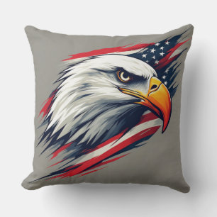 Coussin Cadeau de fierté USA – Aigle chauve avec drapeau a