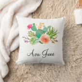 Coussin Cadeau de fille de bébé personnalisé, nom de cactu (Couverture)