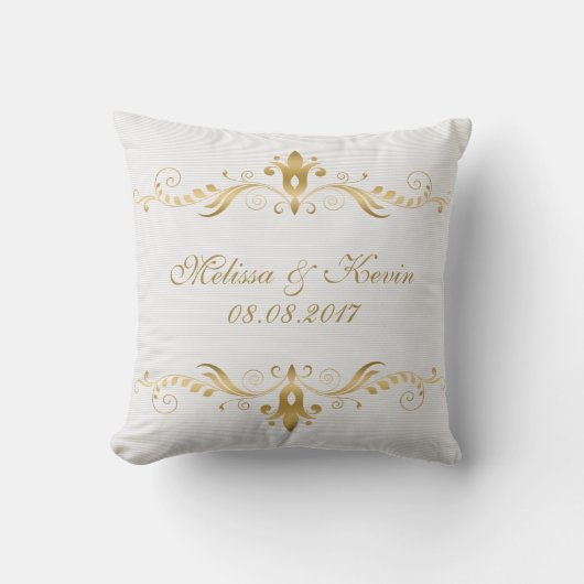 Coussin Cadeau De Flèche D'Or Sur Cadeau Mariage Blanc (Recto)