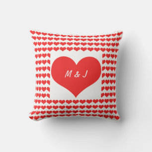 Coussin Cadeau de la Saint-Valentin avec monogramme et mot