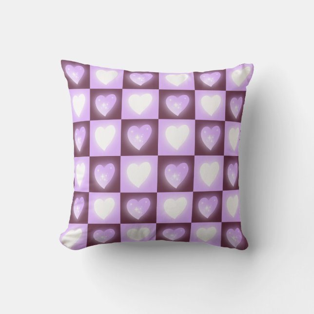 Coussin Cadeau de la Saint-Valentin Cœurs Célestes Mauve P (Recto)