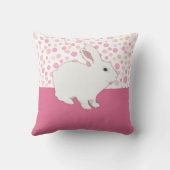 Coussin Cadeau de lapin à pois rose girly (Verso)