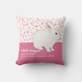 Coussin Cadeau de lapin à pois rose girly (Recto)