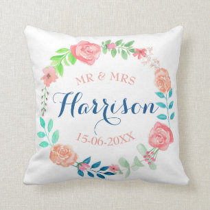 Coussin Cadeau de M. et de Mme Floral Wedding Cushion