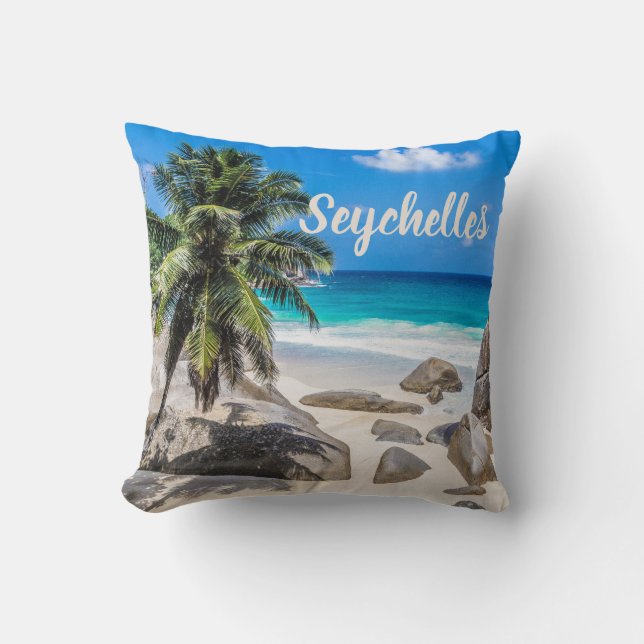 Coussin Cadeau de Mahe Seychelles Carana Beach (Recto)