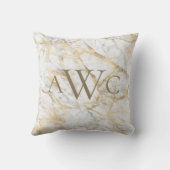 Coussin Cadeau de marbre gris blanc or avec initiales mono (Verso)