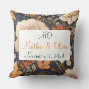 Coussin Cadeau de mariage à motif floral bohème vintage