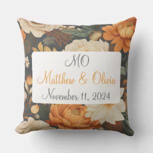 Coussin Cadeau de mariage à motif floral bohème vintage