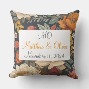Coussin Cadeau de mariage à motif floral bohème vintage