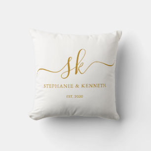 Coussin Cadeau de mariage écriture dorée pour jeunes marié