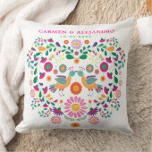 Coussin Cadeau de mariage floral d'inséparables de fiesta (Couverture)