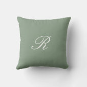 Coussin Cadeau de mariage initial de monogramme vert sauge (Verso)