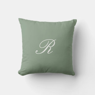 Coussin Cadeau de mariage initial de monogramme vert sauge