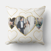 Coussin Cadeau de mariage multi-photo cœur doré (Recto)