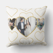 Coussin Cadeau de mariage multi-photo cœurs dorés (Verso)