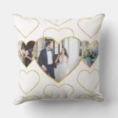 Coussin Cadeau de mariage multi-photo cœurs dorés amour (Verso)