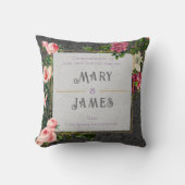 Coussin Cadeau de mariage personnalisé avec texte floral p (Recto)