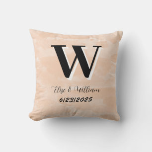 Coussin Cadeau de mariage personnalisé boho monogramme