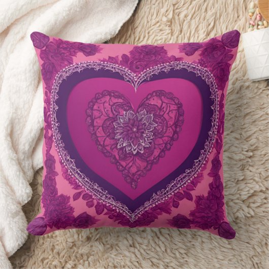 Coussin Cadeau de mariage rose magenta et violet (Couverture)