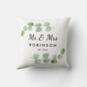 Coussin Cadeau de mariage rustique moderne Eucalyptus M. e (Verso)