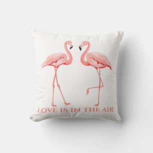 Coussin Cadeau de mariage tropical d'amour flamant rose mi