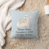 Coussin Cadeau de naissance bleu lama blanc pour garçon (Couverture)