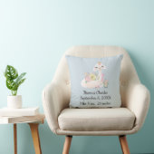 Coussin Cadeau de naissance bleu lama blanc pour garçon (Chaise)