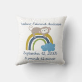 Coussin Cadeau de naissance de bébé animal endormi arc-en- (Verso)