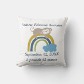 Coussin Cadeau de naissance de bébé animal endormi arc-en- (Recto)