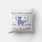 Coussin Cadeau de naissance Llama Bébé Garçon Nouveau-né (Verso)