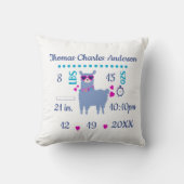 Coussin Cadeau de naissance Llama Bébé Garçon Nouveau-né (Recto)