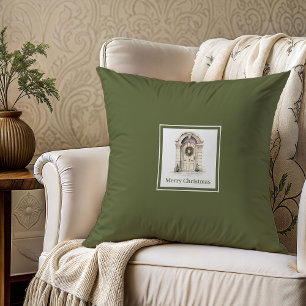 Coussin Cadeau de Noël au nom de famille aux tons terreux 