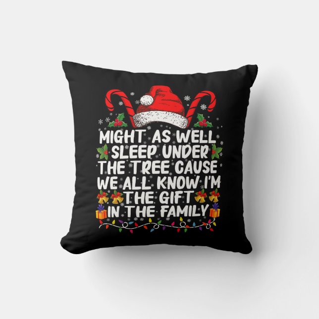 Coussin Cadeau de Noël autant dormir sous l'arbre (Recto)