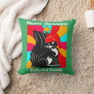 Coussin cadeau de noël d'écureuil, nom personnalisé