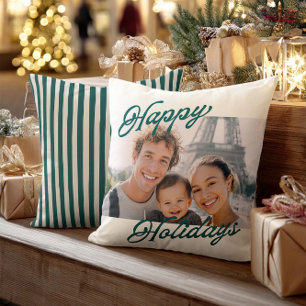 Coussin Cadeau de Noël familial photo moderne