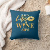 Coussin Cadeau de Noël | Lèvres Rouges Et Gorgées de Vin (Couverture)