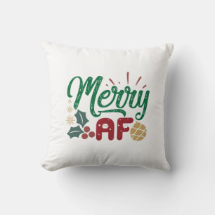 Coussin Cadeau de Noël Merry AF Cool Sassy